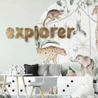 Houten woord „Explorer” van berkenmultiplex – decoratieve letters