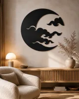 Crescent Moon with Clouds Wall Art