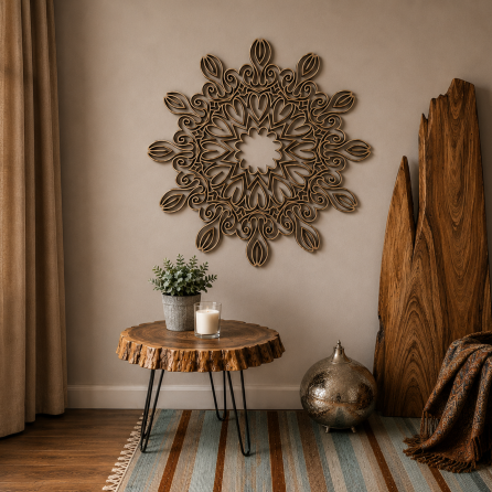 Snowflake Line Art Wall Mandala