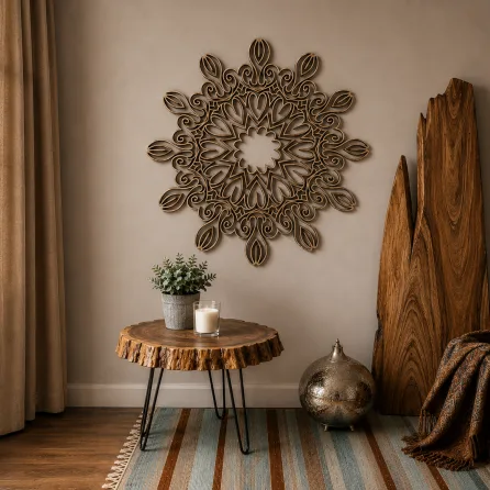 Snowflake Line Art Wall Mandala