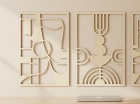 Abstract Face Panels Wall Art, Set of 3