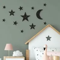 Moon and Stars Set Large – Birch Plywood Kawaii Nursery Decor