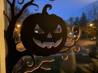Halloween Window Silhouette Decor – Haunted Branches, Pumpkins & Bats