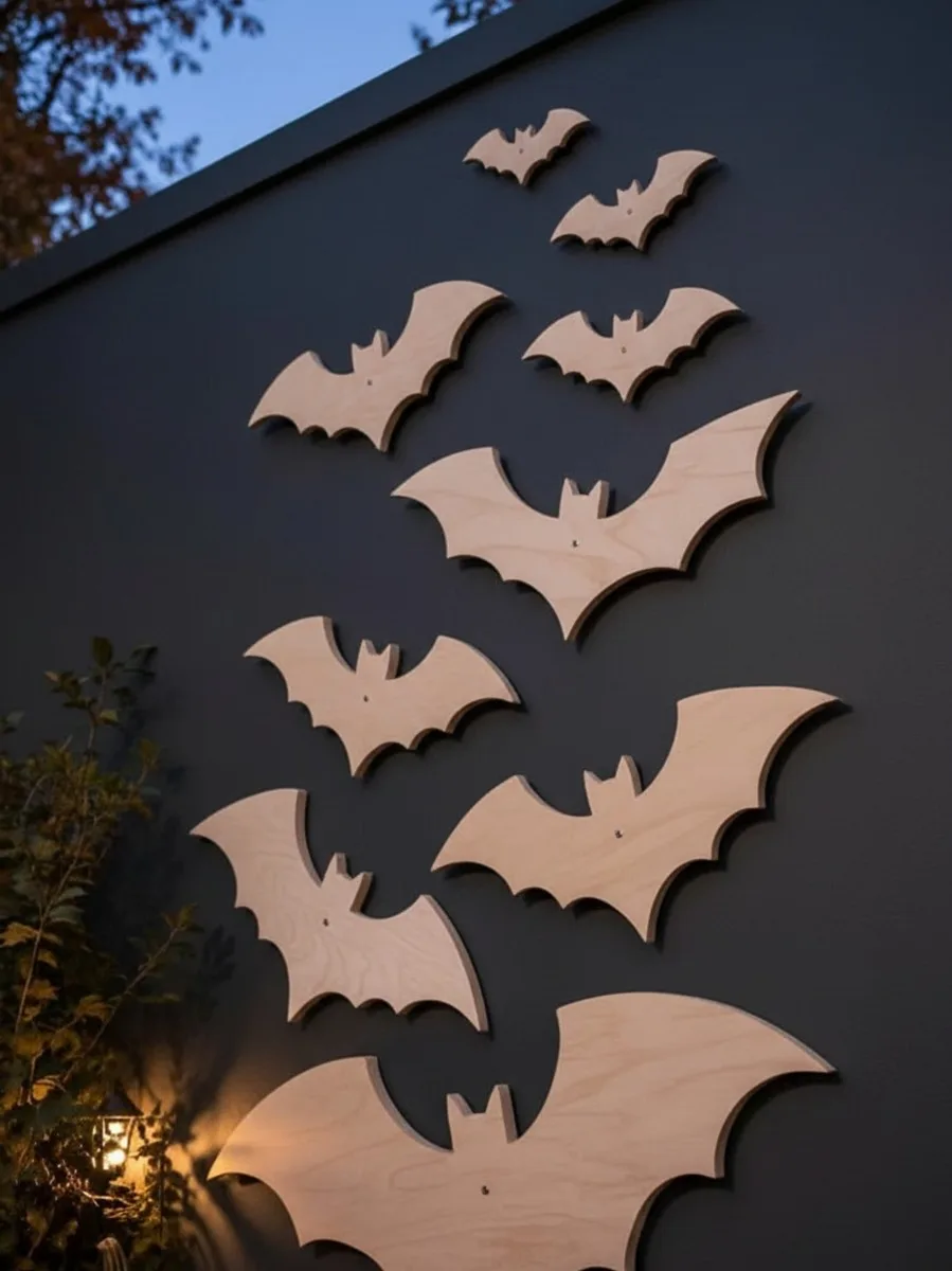 Halloween Bats Wall Decor Set – 10 Plywood Bats 15–60 cm