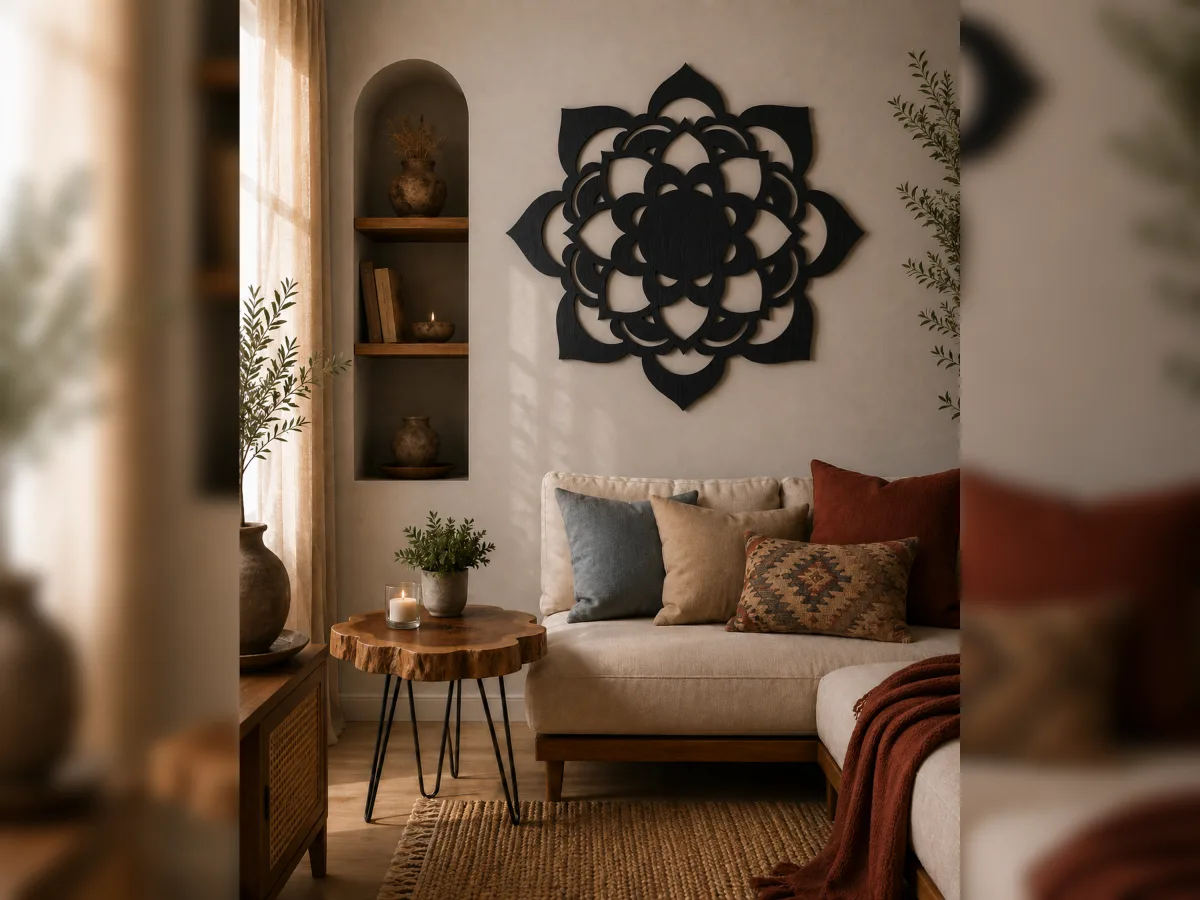 Wooden Wall Mandala Lotus